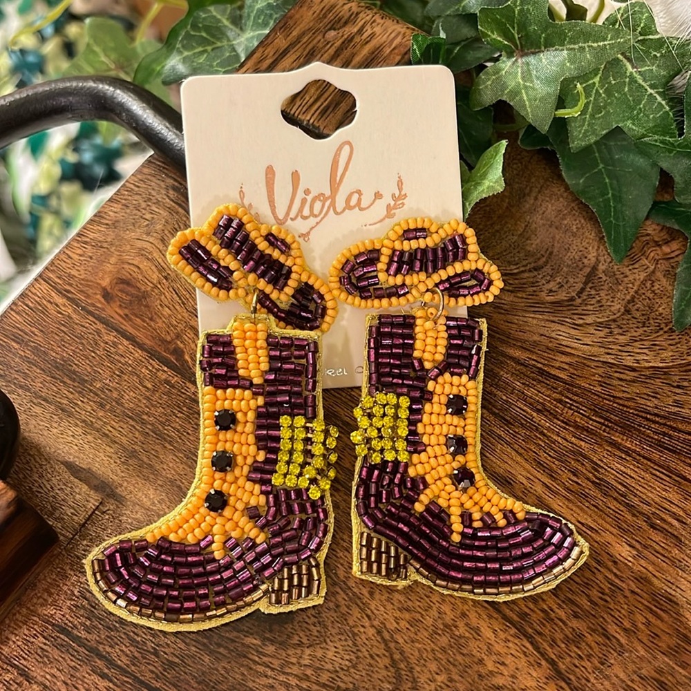 Seed Bead Post Back Earrings • Boots